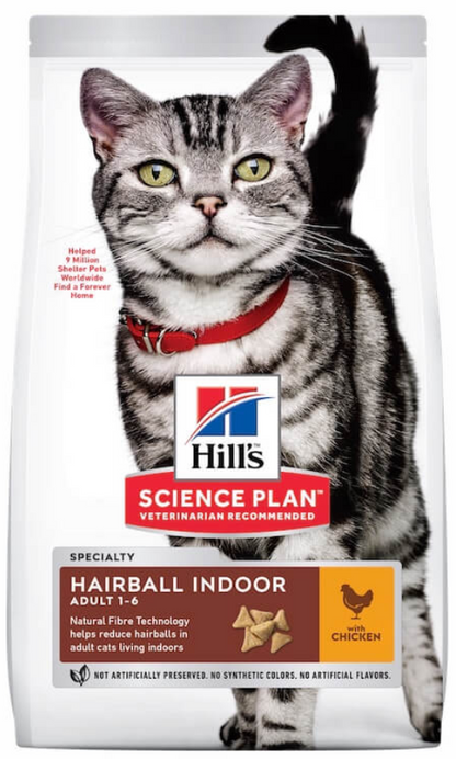 Hills Science Plan Hairball Indoor Adult Dry Cat Food-Chicken
