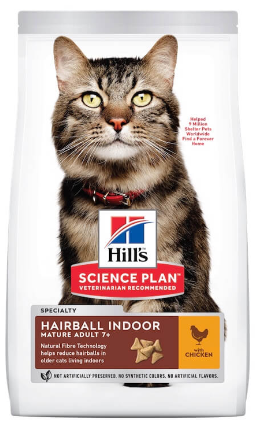 Hills Science Plan Hairball Mature 7+ Adult Dry Cat Food-Chicken