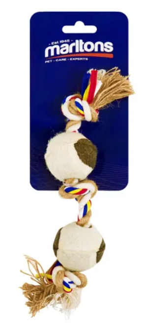 Marltons Dog Rope with 2 Tennis Balls