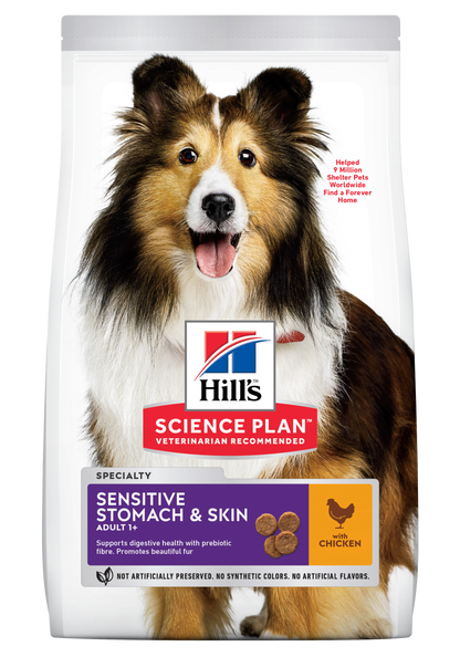 Hills Science Plan Adult Sensitive Stomach and Skin Medium Breed Dry Dog Food